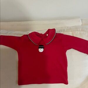 Red Baby L/S Snowman crochet- Baby Luigi 6m NWT